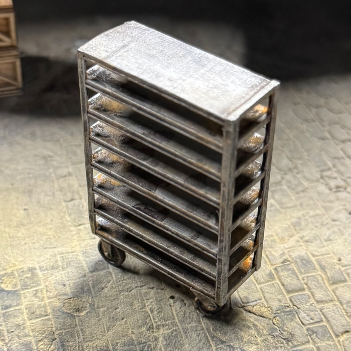 1/35 Scale Rolling Metal Shelf – Resin Diorama Accessory