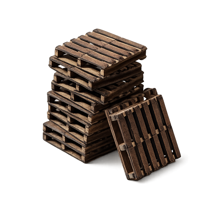 1/87 Scale Wooden Pallets - 8 Pack Kit | HO Scale Diorama Accessories
