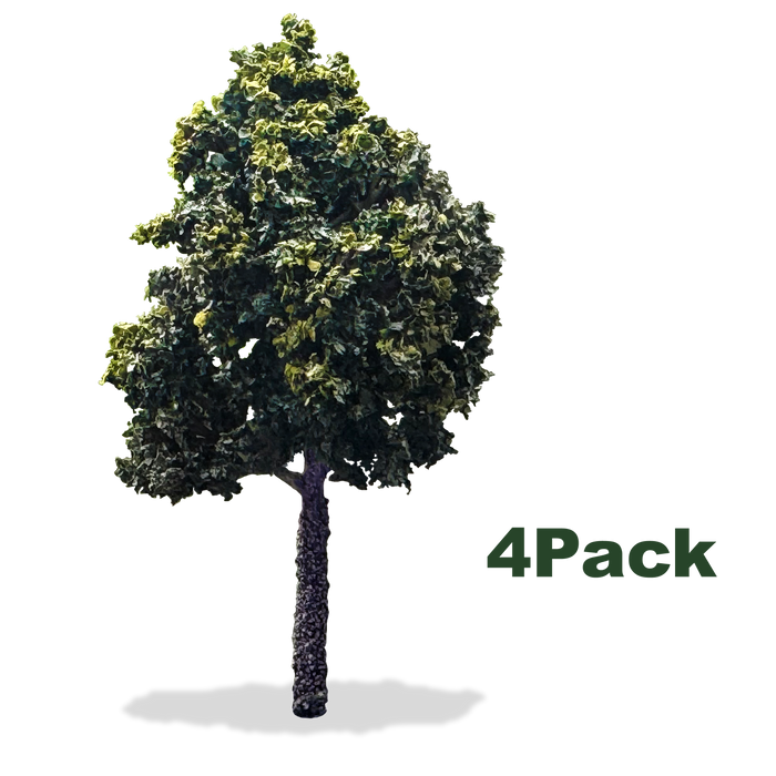 3" Dark Green Oak Trees – Handmade Miniature Scale Model Trees, 4 Pack