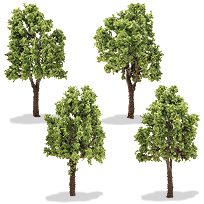 3" Light Green Oak Trees – Handmade Miniature Scale Model Trees, 4 Pack