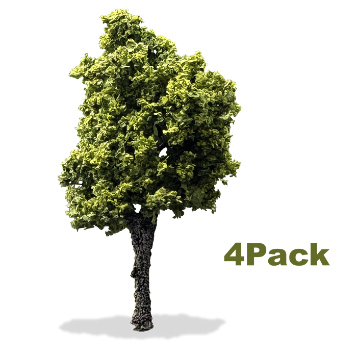 3" Light Green Oak Trees – Handmade Detailed Scale Model Trees, 4 Pack