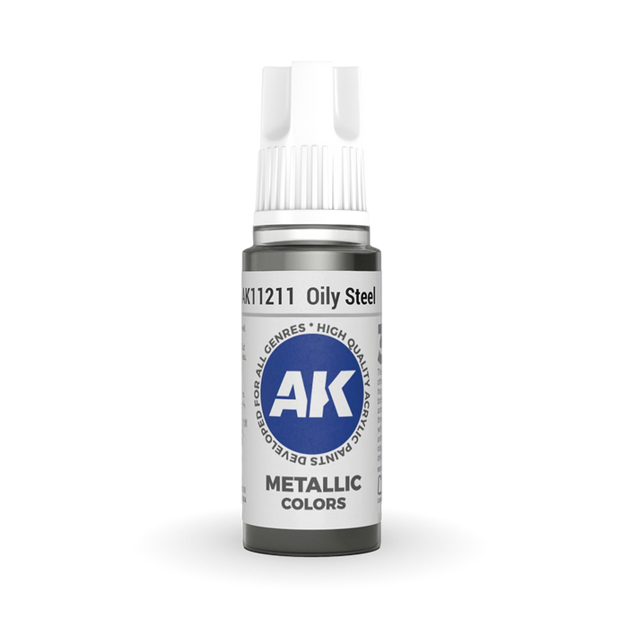 AK Interactive 3GEN Oily Steel Metallic Acrylic Paint – 18ml (AK11211)