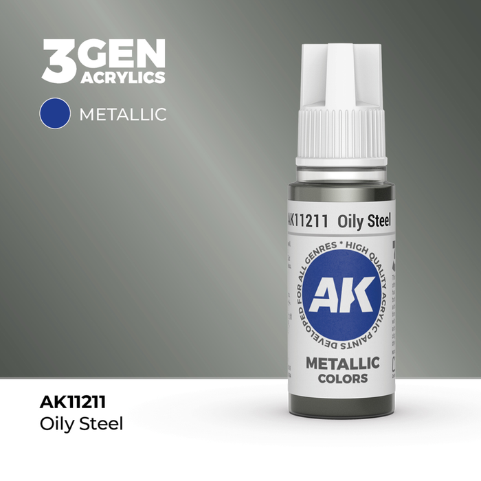 AK Interactive 3GEN Oily Steel Metallic Acrylic Paint – 18ml (AK11211)