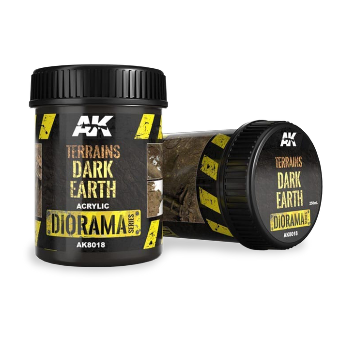 AK Interactive AK8018 Terrains Dark Earth – Acrylic Diorama Texture, 250ml
