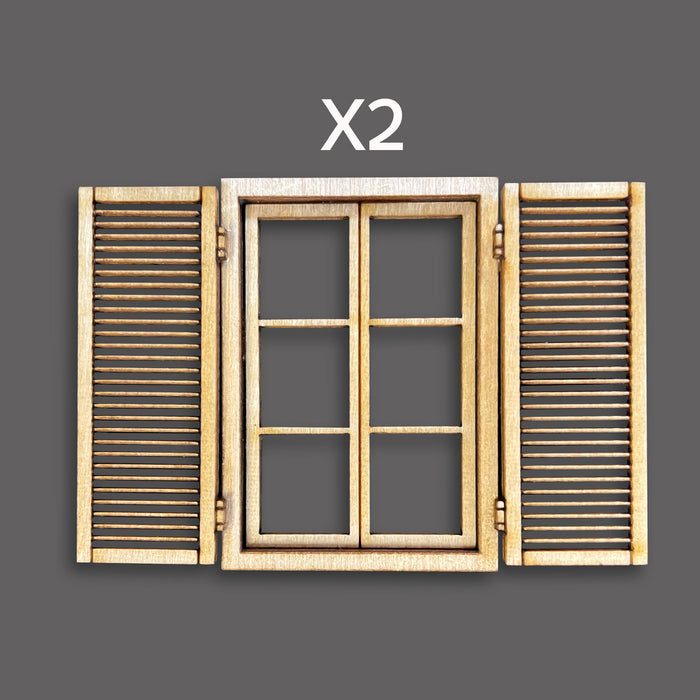 1:35 Scale European Windows Sets w/ Shutters - 2 Pack