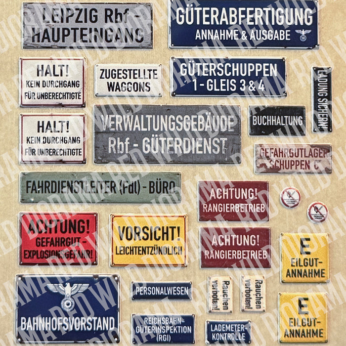 1/35 Scale German Railway Signage - Circa 1940's