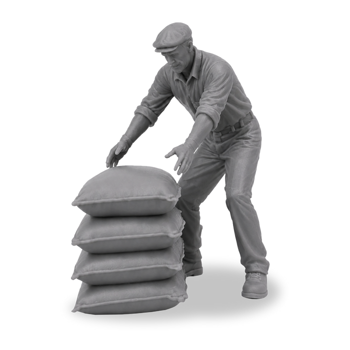 1/48 Scale Man Lifting Sacks - Diorama Accessory