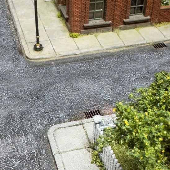 RWD HO 1:87 scale Textured Sidewalk with Storm Drains