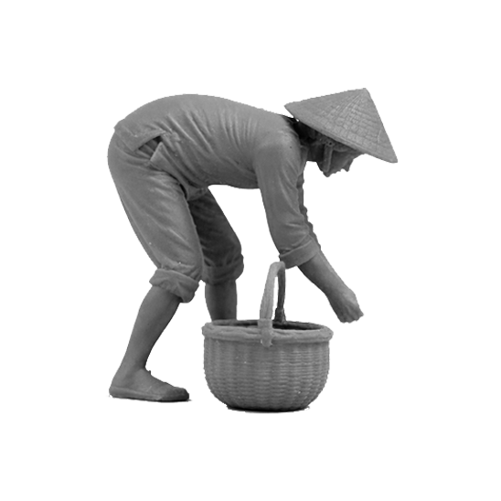 1/35 Scale Vietnamese Woman Bending with Basket – Vietnam Era – High Detail Resin Figure