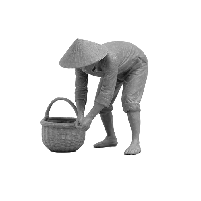1/35 Scale Vietnamese Woman Bending with Basket – Vietnam Era – High Detail Resin Figure